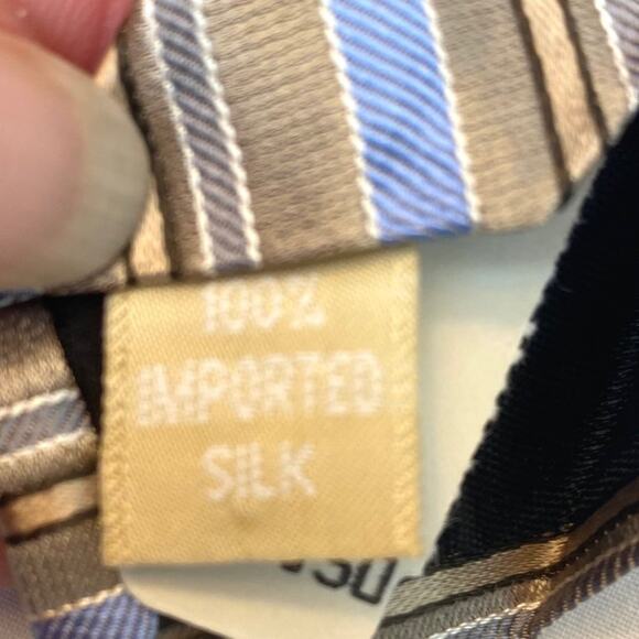 MICHAEL Michael Kors Imported Silk Tie Blue Tan - Picture 4 of 5